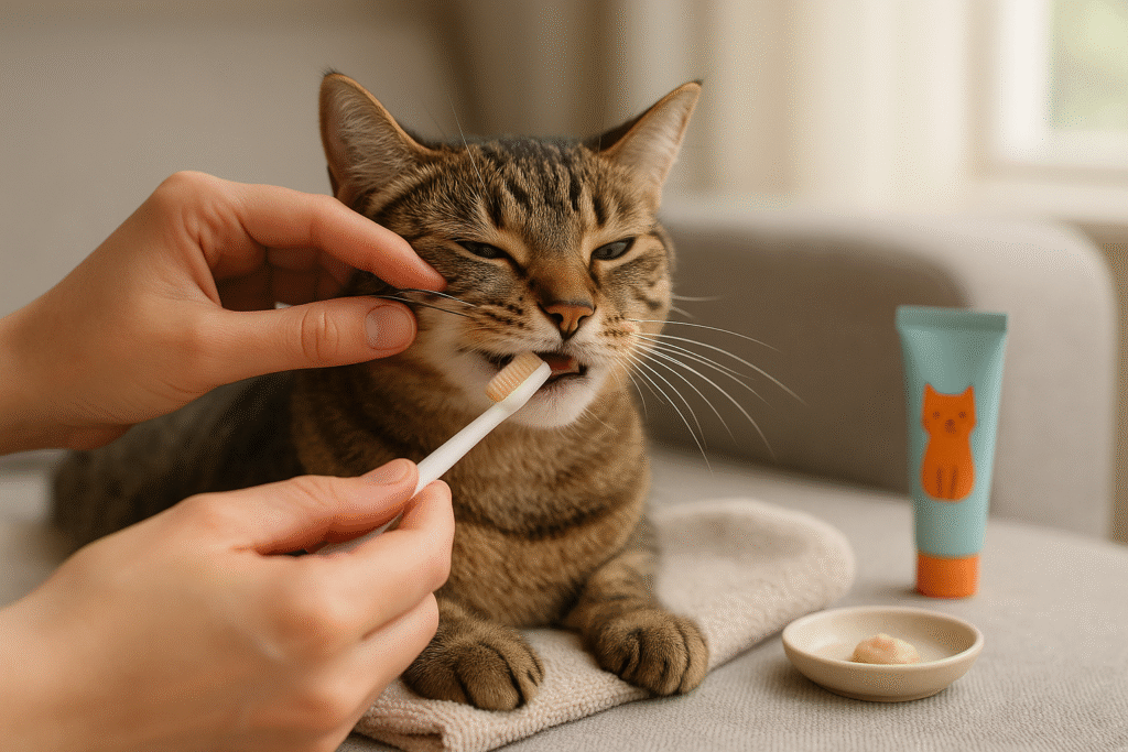 how to brush cats teeth